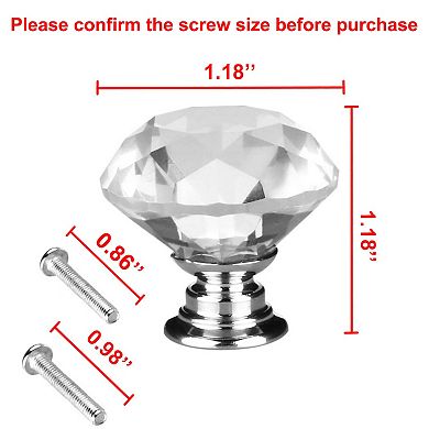 30mm Diamond Shaped Crystal Glass Drawer Knobs Cabinet Pull Handle 10pcs