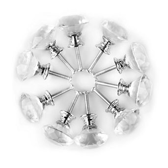 30mm Diamond Shaped Crystal Glass Drawer Knobs Cabinet Pull Handle 10 pc