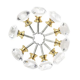 30mm Diamond Shaped Crystal Glass Drawer Knobs Cabinet Pull Handle 10 pc
