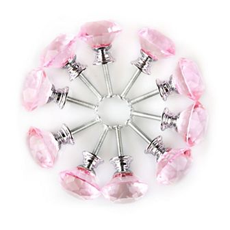 30mm Diamond Shaped Crystal Glass Drawer Knobs Cabinet Pull Handle 10 pc