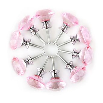 30mm Diamond Shaped Crystal Glass Drawer Knobs Cabinet Pull Handle 10 pc