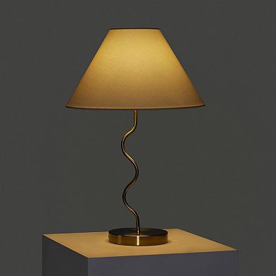 Squiggle 22" LED Table Lamp with Twisting Base and Ivory Empire Shade