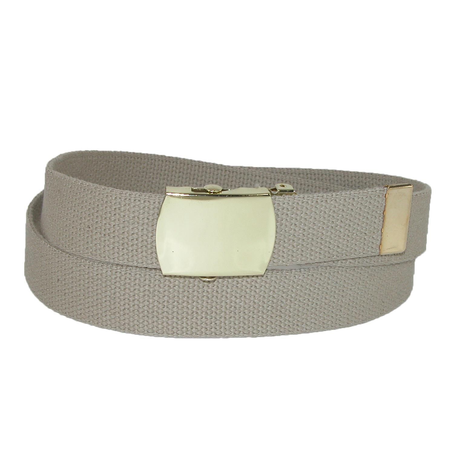 CTM Cotton Adjustable Web Belt With Brass Military Buckle - Red, 1.25 Inch Wide (Fits Up To 44") - View #4