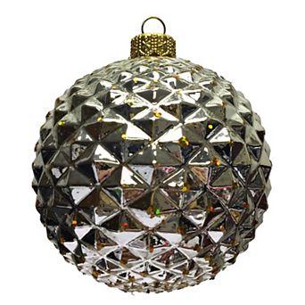 Pinnacle Peak Trading Silver And Gold Glittered Textured Ball Polish Glass Christmas Tree Ornament