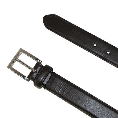 Ctm Men's Big & Tall Leather Basic Dress Belt With Silver Buckle
