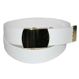 Ctm Kids' Cotton Adjustable Belt With Brass Military Buckle