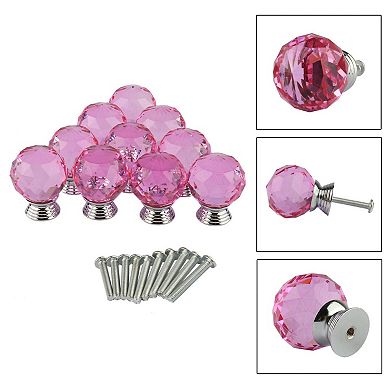 30mm Crystal Glass Drawer Knobs Cabinet Pull Handle Round 10pcs