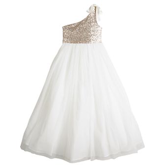 Girls 7-16 Poppies & Roses One-Shoulder Sequins Top Ballgown Dress
