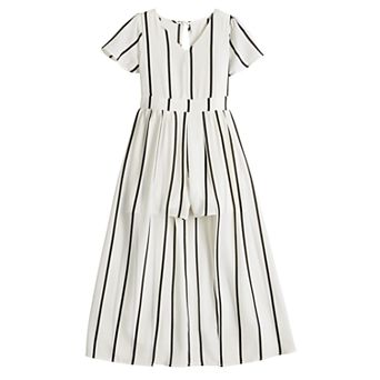 Girls 7-16 Poppies & Roses V-Neck Striped Walk Through Dress