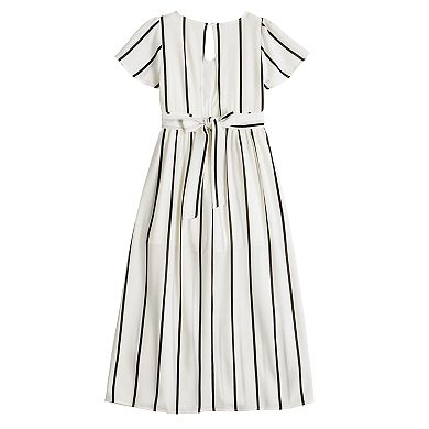 Girls 7-16 Poppies & Roses V-Neck Striped Dress