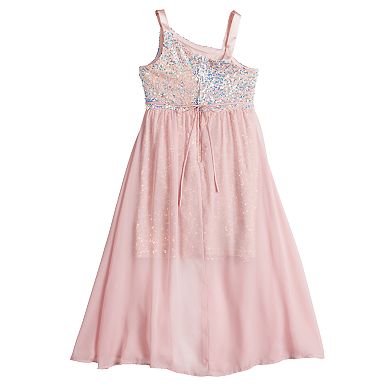 Girls 7-16 Poppies & Roses One Shoulder Sequins Top Mock Dress