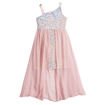 Girls 7-16 Poppies & Roses One Shoulder Sequins Top Mock Dress