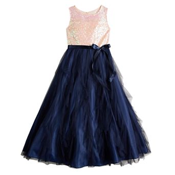 Girls 7-16 Poppies & Roses Bodice Ruffle Sequins Ballgown Dress