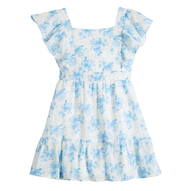 blue dress with roses kids Wild Rose Ruffle Kids Dress main image 1