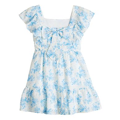 Girls 7-16 Poppies & Roses Back Bow Floral Dress