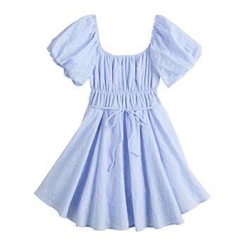Girls 7-16 Poppies & Roses Bubble Sleeve Smocked Dress