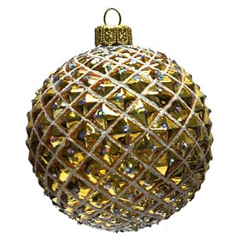 Pinnacle Peak Trading Gold And Silver Textured Ball Polish Glass Christmas Tree Ornament Decoration