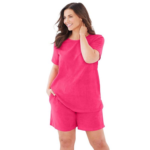 Dreams & Co. Women's Plus Size Two-piece French Terry Sleep Set