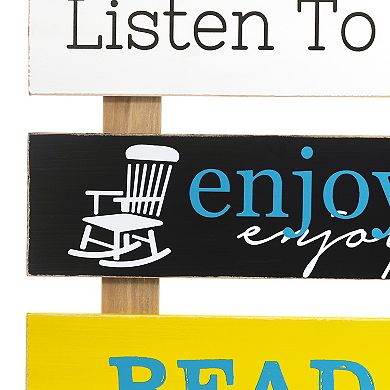 Glitzhome 36.25"h Oversized Solid Wood Pallet Porch Rules Wall Sign