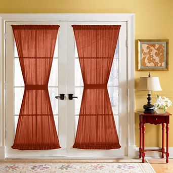 BrylaneHome BH Studio Sheer Voile Door Panel With Tiebacks