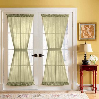 BrylaneHome BH Studio Sheer Voile Door Panel With Tiebacks