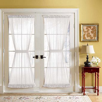 BrylaneHome BH Studio Sheer Voile Door Panel With Tiebacks