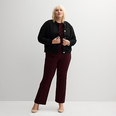 Plus Size Nine West Rhinstone Detailed Crewneck Sweater