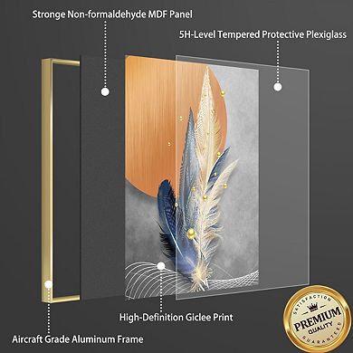 Full House 3 Panels Framed Canvas Wall Artoil Paintings Feather Beauty Style 2 For Bedroom Office