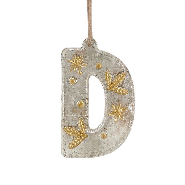 St. Nicholas Square® Glass Winter Theme Monogram Ornament - D