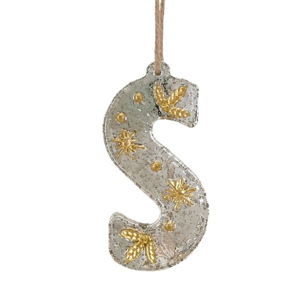 St. Nicholas Square® Glass Winter Theme Monogram Ornament - S