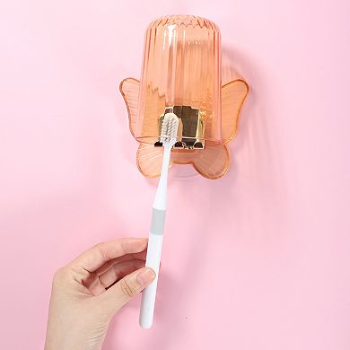 1 Set Cute Wall Mounted Toothbrush Holder With Cup For Bathrooms 4.33"x3.35"