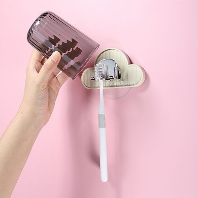 1 Set Wall Mounted Toothbrush Holder With Cup For Bathrooms