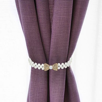 Curtain Tiebacks Ropes, 2 Pack Elastic Bow-knot Style Drape Tie Backs For Home Decor