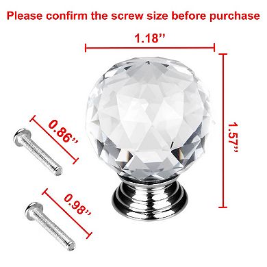30mm Crystal Glass Drawer Knobs Cabinet Pull Handle New Round