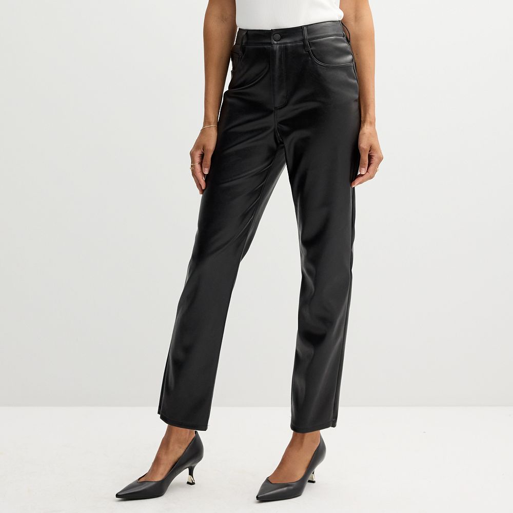 Women's Nine West Straight Faux-Leather Pants