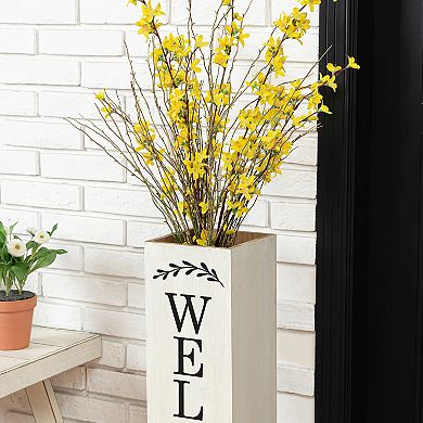 Glitzhome 30"h Double Sided Solid Wood Boxed "welcome Porch" Porch Sign