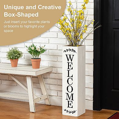 Glitzhome 30"h Double Sided Solid Wood Boxed "welcome Porch" Porch Sign