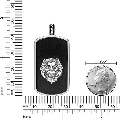 Men's LYNX Stainless Steel Cubic Zirconia Lion Dog Tag Pendant