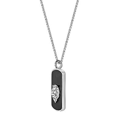 Men's LYNX Stainless Steel Cubic Zirconia Lion Dog Tag Pendant Necklace