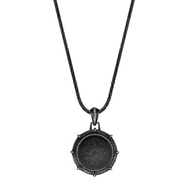 Men's LYNX Stainless Steel Black Spinel Pendant Necklace