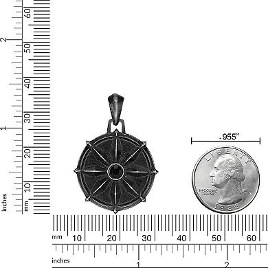 Men's LYNX Stainless Steel Black Spinel Pendant Necklace