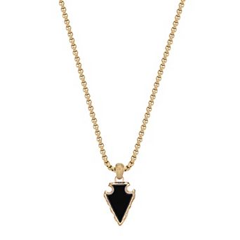 Men's LYNX Stainless Steel Agate Arrowhead Pendant Necklace