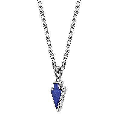 Men's LYNX Stainless Steel Blue Lapis Arrowhead Pendant Necklace