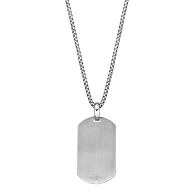 Men's LYNX Stainless Steel & Forged Carbon Biber Dog Tag Pendant Necklace