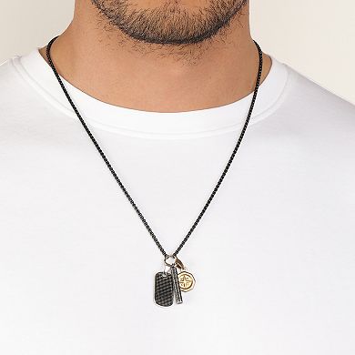 Men's LYNX Stainless Steel Tri Tone Multi Pendant Necklace
