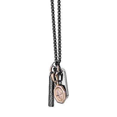 Men's LYNX Stainless Steel Tri Tone Multi Pendant Necklace