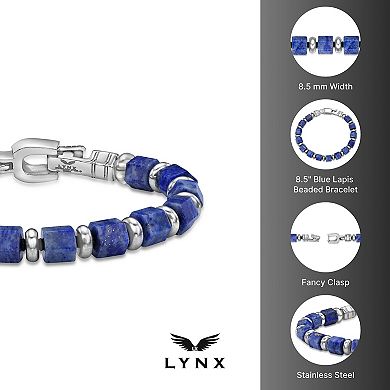 Men's LYNX Stainless Steel Tiger's Eye Bead Bracelet