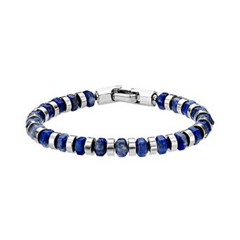 Men's LYNX Stainless Steel Blue Lapis Bracelet