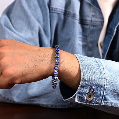 Men's LYNX Stainless Steel Blue Lapis Bracelet