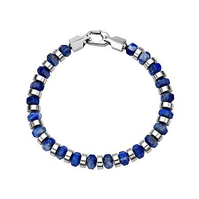 Men's LYNX Stainless Steel Blue Lapis Bracelet